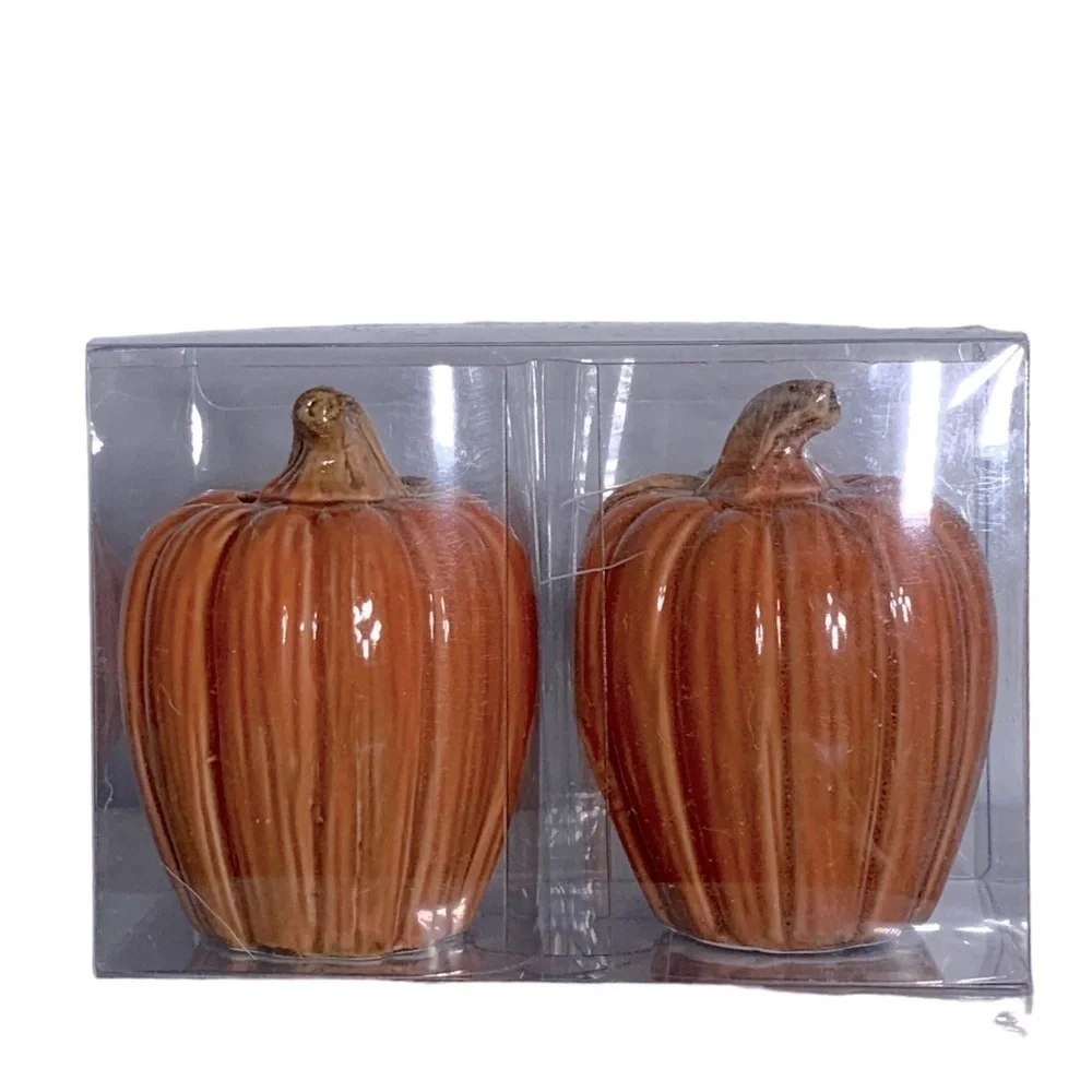 Salt and Pepper Autumn Harvest Artisan Hand Painted Glazed Ceramic Set